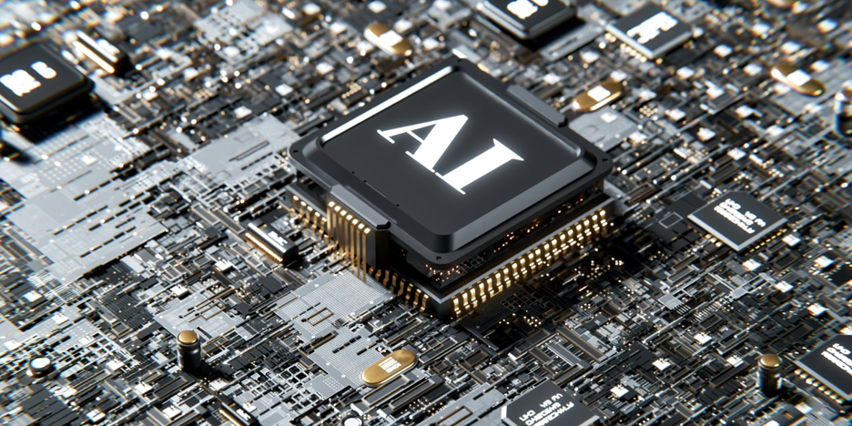 Close up of AI microchip.